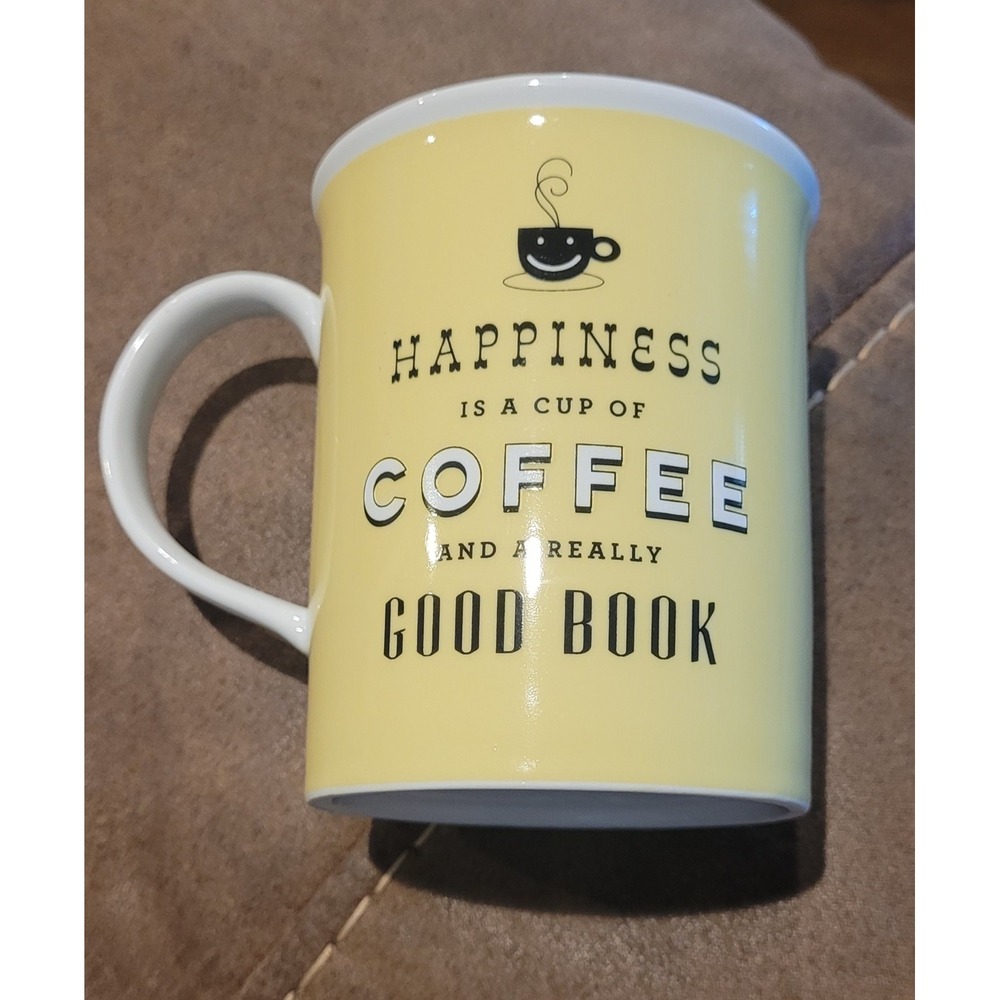 Yellow Coffe Mug Happiness Is A Cup Of Coffee And Good Book